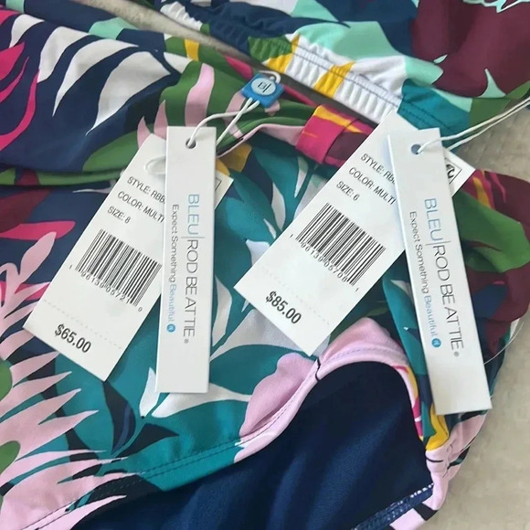 Bleu Rod Beattie On A Brighter Note Ruffle One Shoulder Top Sz 6 Bottom Sz 8 - Picture 9 of 10